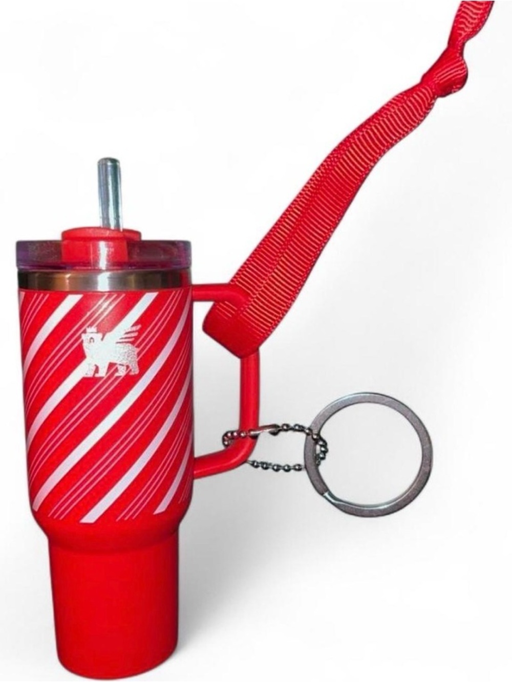 Red Striped Stanley Keychain / Ornament